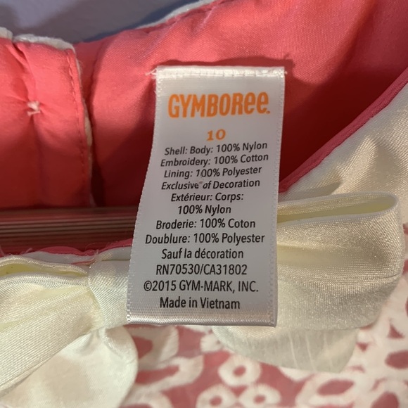 Gymboree 10 girls pink white floral shift dress sleeveless Bow collar daisy lace - Picture 2 of 4